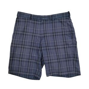 2/$20 Navy Blue & Black Plaid Pattern Shorts Pants Size: 34